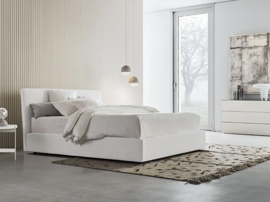 Fabric bed with storage box Beta Up by Pianca