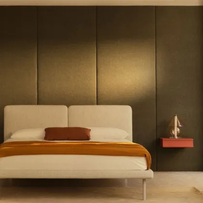 Cloth bed with Face headboard by Bolzan Letti.