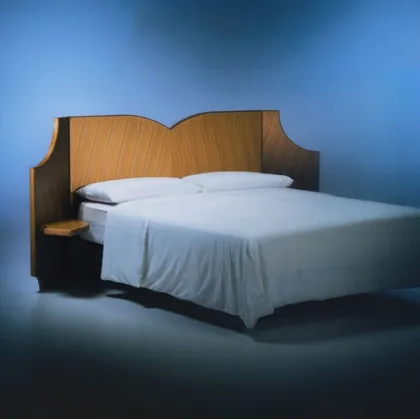 Fiocco bed with wooden headboard by Bolzan Letti