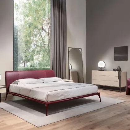 Modern leather bed Iseo 24 by Cantori