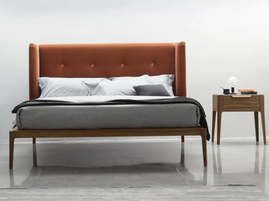 Ziggy Bed by Porada is a padded bed frame