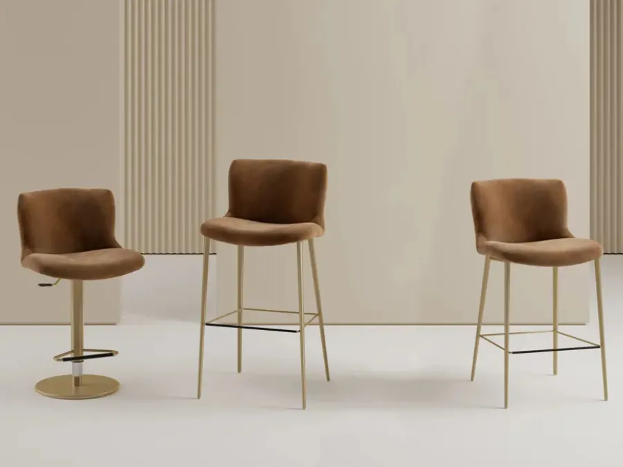 Ariel stool with padded upholstery by Bontempi