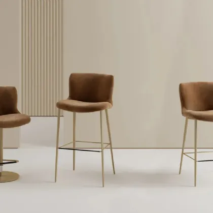 Ariel stool with padded upholstery by Bontempi