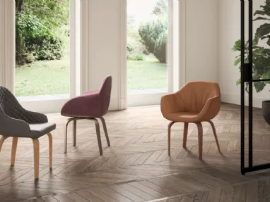 Athena leather chair with Ozzio wooden legs.