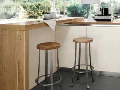 Divino stool with solid wood seat and stainless steel structure by Cantori
