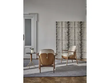 Ginkgo armchair in fabric and leather by Porada
