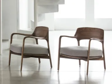 Louis wooden armchair with padded seat by Porada