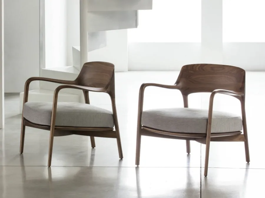 Louis wooden armchair with padded seat by Porada