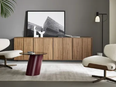 Design armchair Olos in fabric and wood by Bonaldo