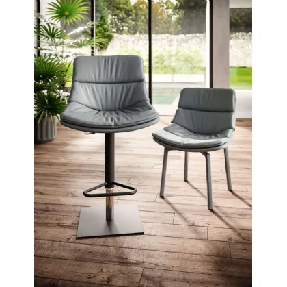 Leather stool Noa by Ozzio