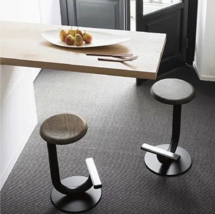 Strong stool with wooden seat by Desalto.