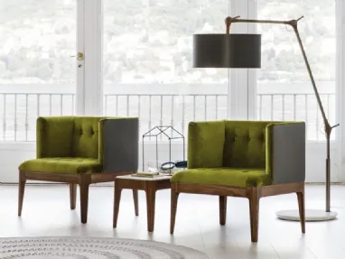 Wendy armchair in quilted velvet by Porada