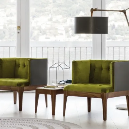 Wendy armchair in quilted velvet by Porada