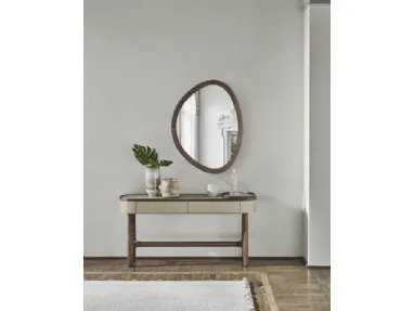 Entrance mobile Rami Console in wood covered in leather by Porada.