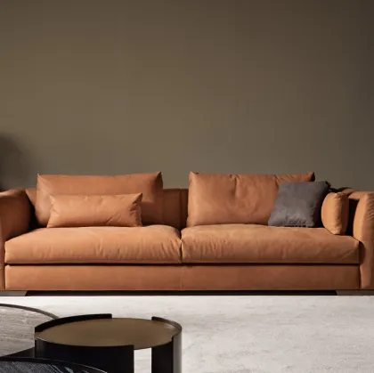 Linear leather sofa Montecarlo by Cantori.