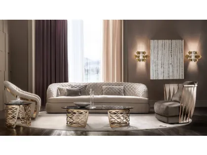Classic living room in Portofino capitonnè fabric by Cantori