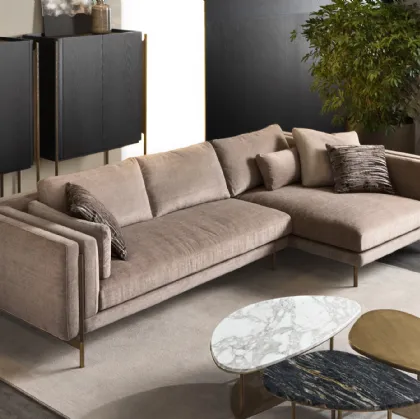 Shangai fabric sofa with peninsula by Cantori.