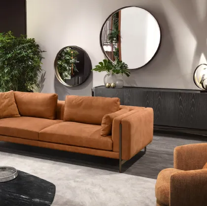Linear leather sofa Shangai by Cantori.