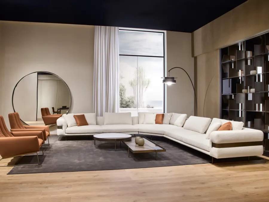 Corner sofa in Valley fabric by Cantori.