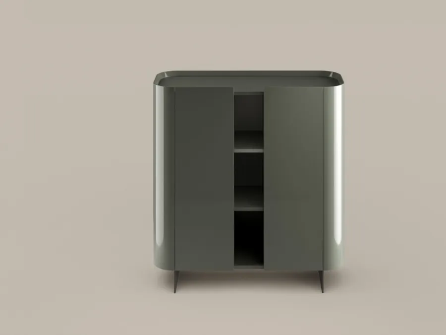 Vertical Arragan cabinet in glossy lacquered wood by Bonaldo