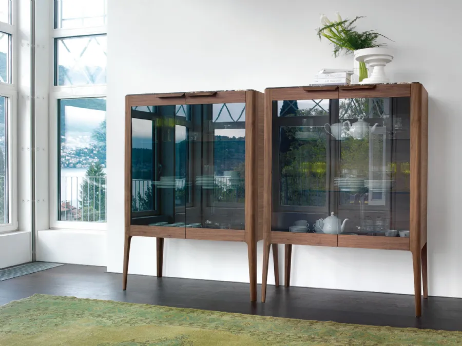 Madia Atlante 02 in Canaletto walnut and glass by Porada