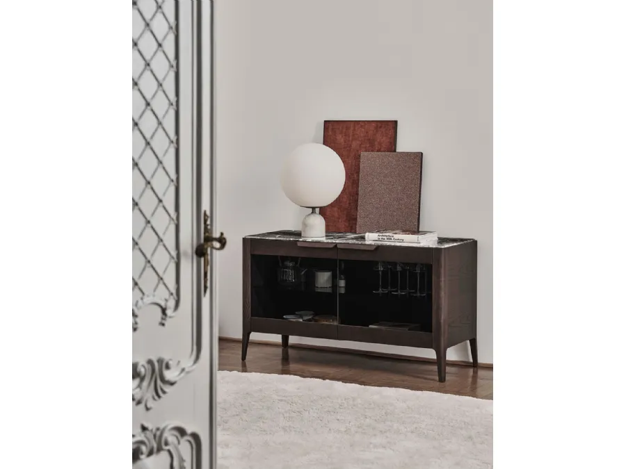 Porada's wooden Atlas 07 sideboard with glass doors