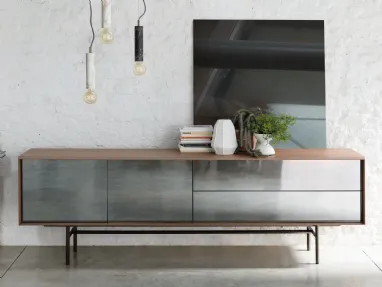 Harald 240 walnut sideboard with mirrored doors by Porada.