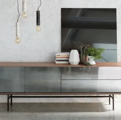 Harald 240 walnut sideboard with mirrored doors by Porada.