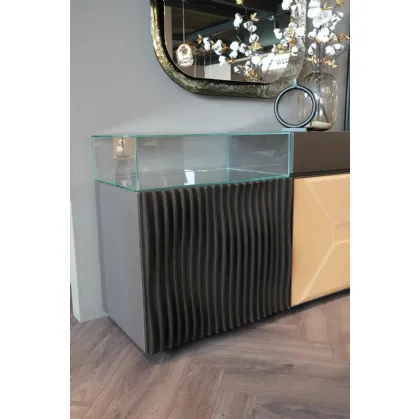 Wave Sideboard with wave wooden fronts by Ozzio