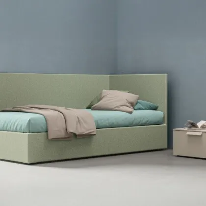 Single bed by Zalf with storage compartment.