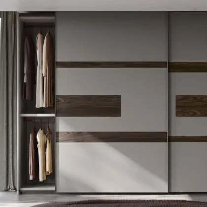 Wardrobe with sliding doors and Emotion TV stand by Fimar.