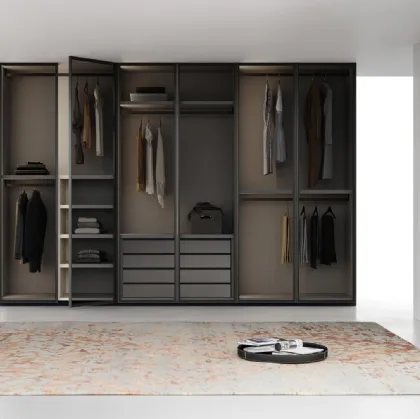 Wardrobe with swing glass door with aluminum profile Linear by Fimar.