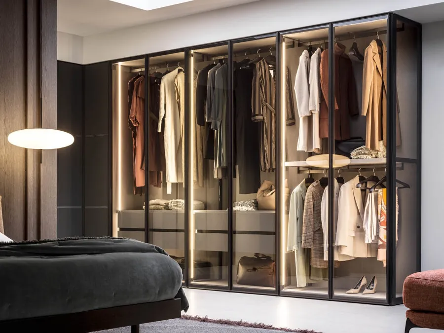 Perry wardrobe with glass door by Novamobili.