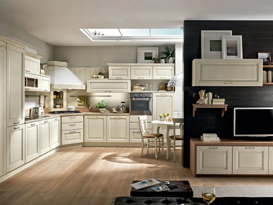 Classic Bolgheri 05 corner kitchen in lacquered wood by Stosa.