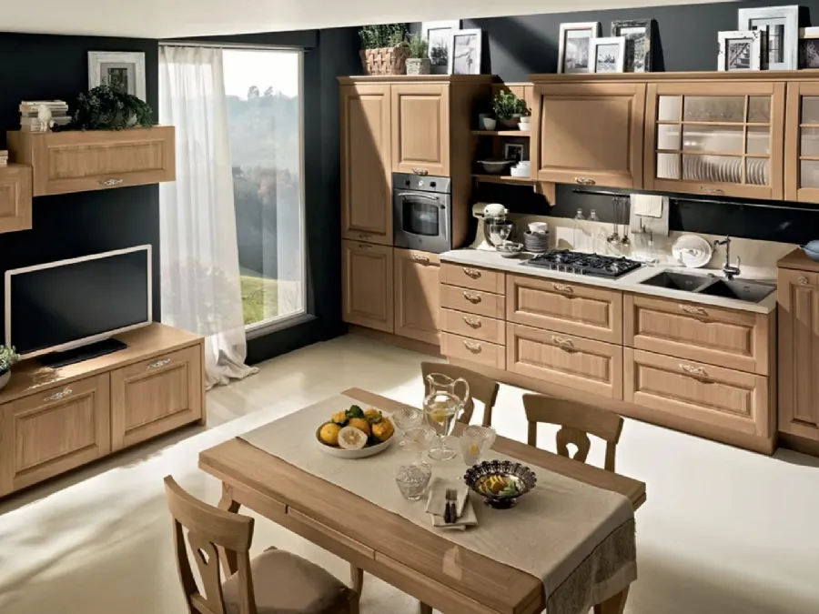 Classic Bolgheri 07 kitchen in Natural Oak by Stosa.