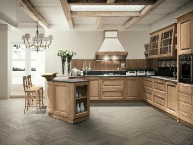 Classic Kitchen with Bolgheri 08 peninsula in Natural Oak by Stosa