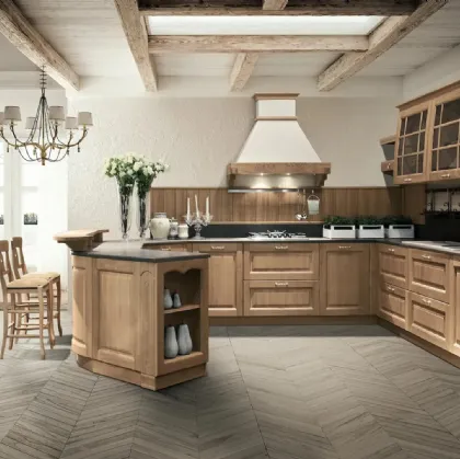 Classic Kitchen with Bolgheri 08 peninsula in Natural Oak by Stosa