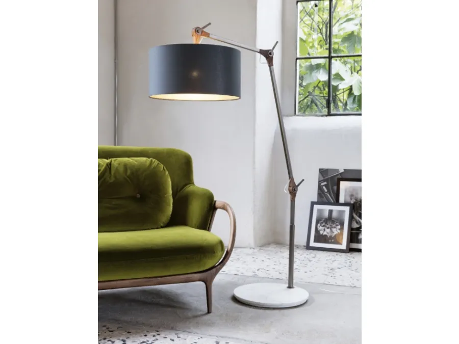 Floor lamp Gary in metal, marble, and Porada fabric.
