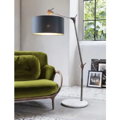 Floor lamp Gary in metal, marble, and Porada fabric.