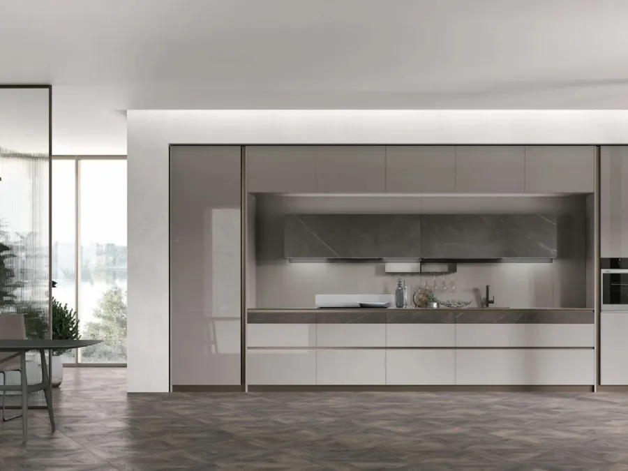 Modern linear kitchen Aliant 06 by Stosa