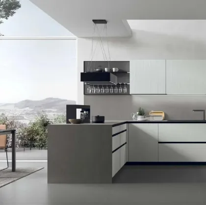 Modern Kitchen with Aliant 06 Peninsula by Stosa