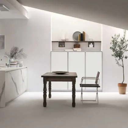 Modern Kitchen with Aliant 10 glass and HPL peninsula by Stosa