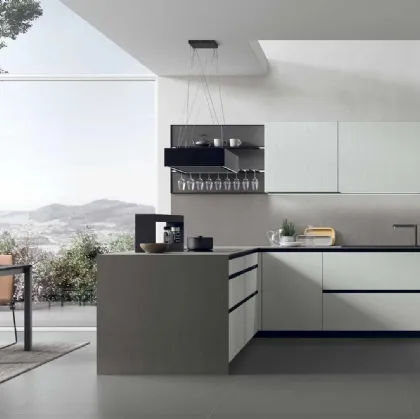 Modern kitchen with Aliant 14 peninsula by Stosa