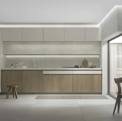 Modern corner kitchen Aliant v16 in glass and melamine by Stosa.