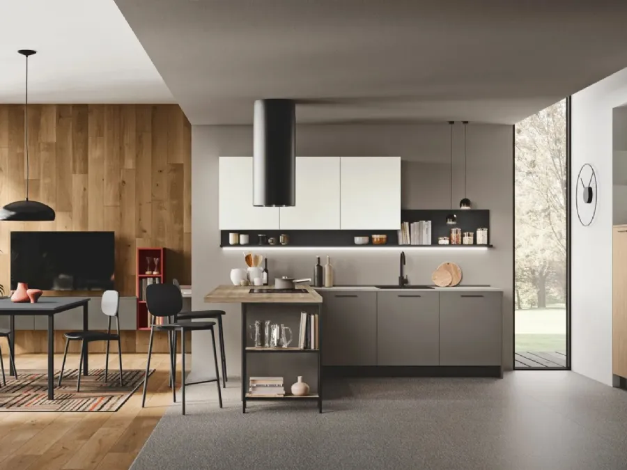 Modern kitchen with peninsula Art-Kaya 03 by Stosa.