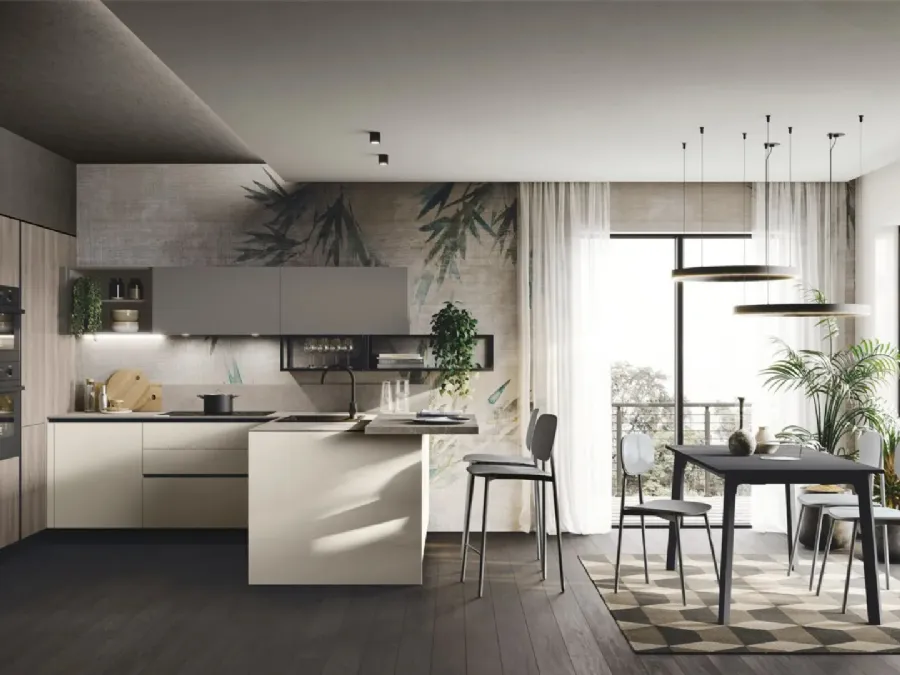 Modern kitchen with peninsula Art-Kaya 05 by Stosa