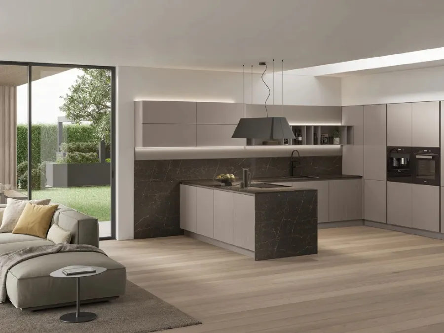 Modern Kitchen with peninsula Color Trend 03 by Stosa