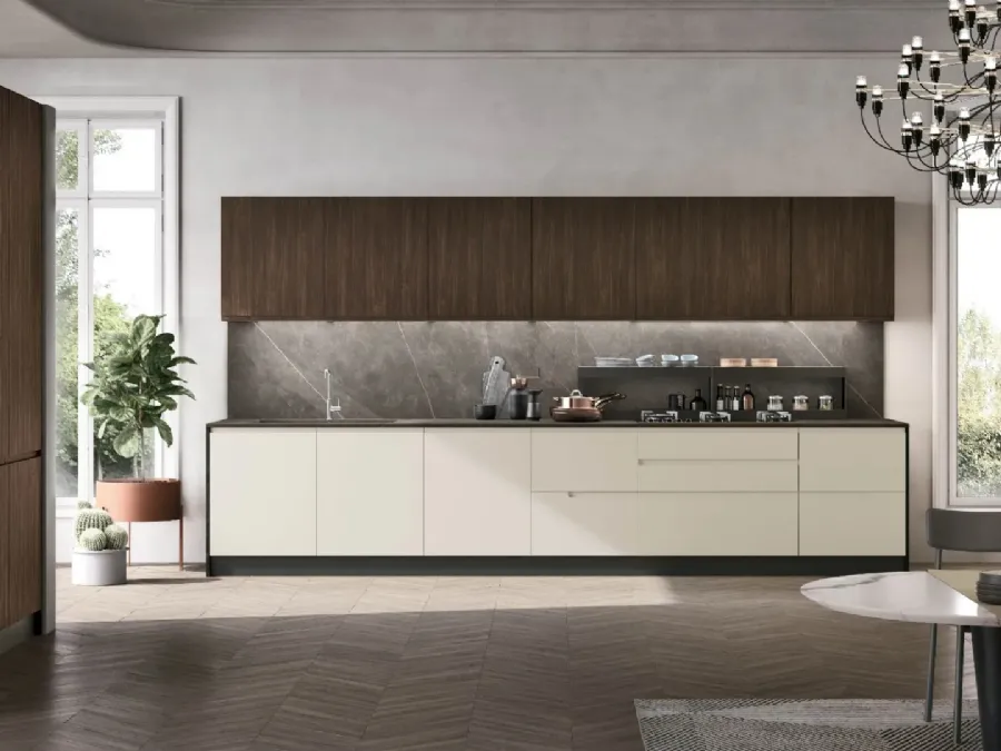Modern Kitchen Karma 07 in Pet and Oak Bark by Stosa.
