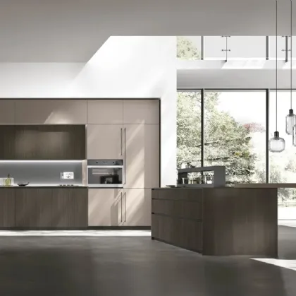 Modern Kitchen with Metropolis 03 Island in Oak and Pet by Stosa