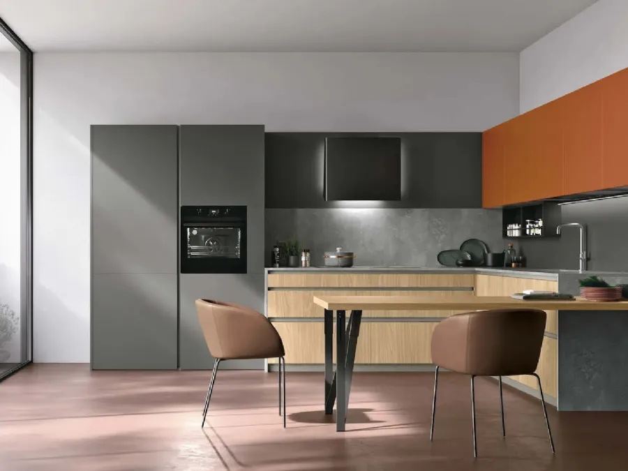 Modern angular kitchen with peninsula Metropolis 13 by Stosa.